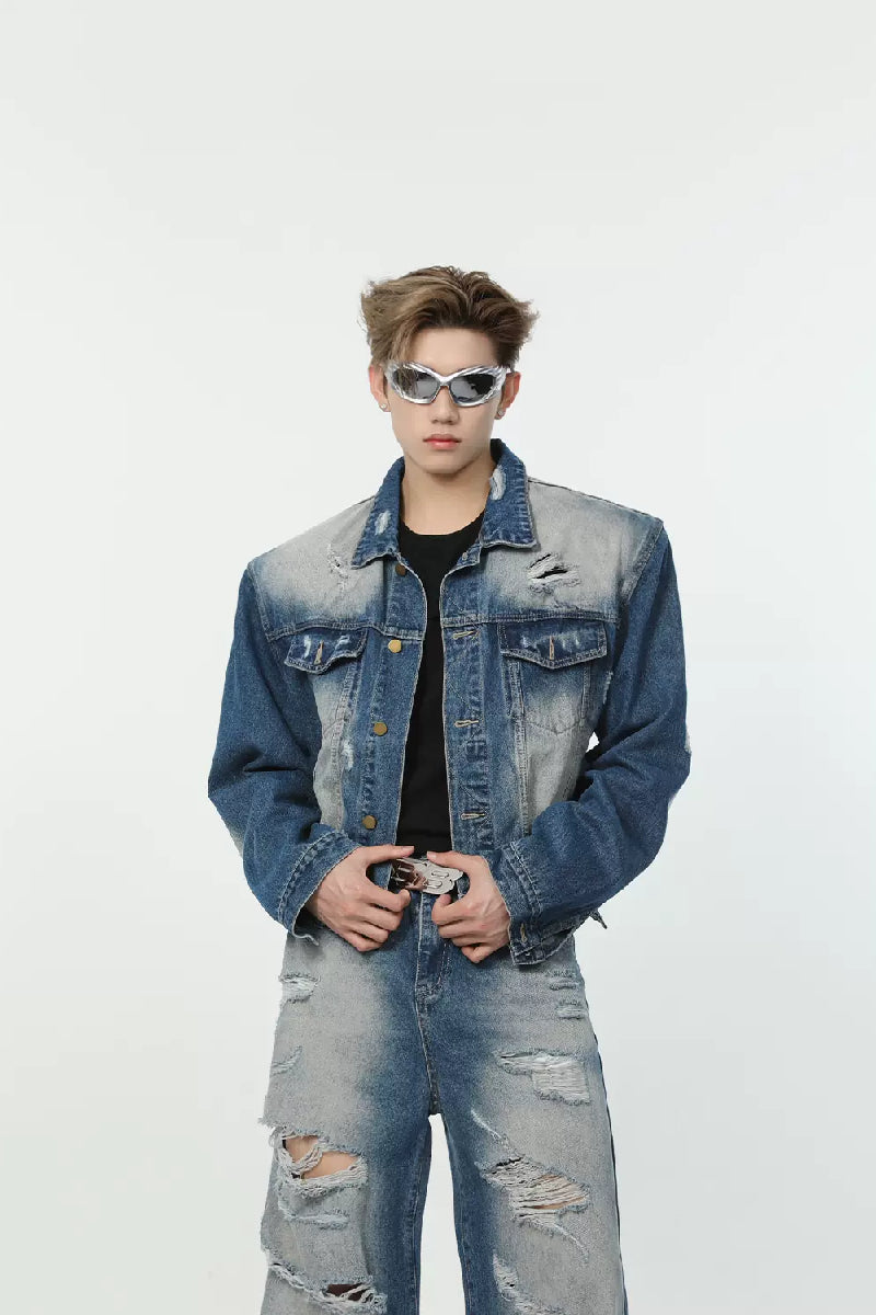 Distressed Frayed Denim Jacket