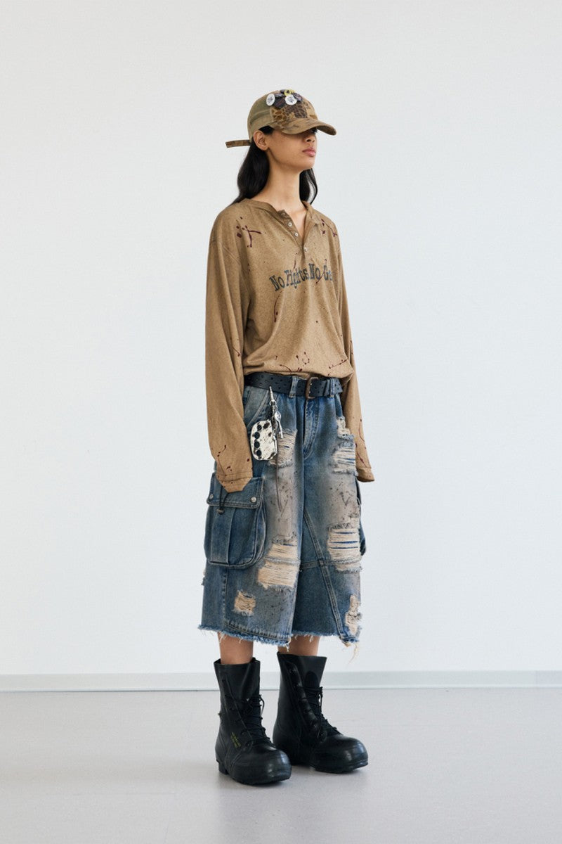 Splatter Henley Washed Tee
