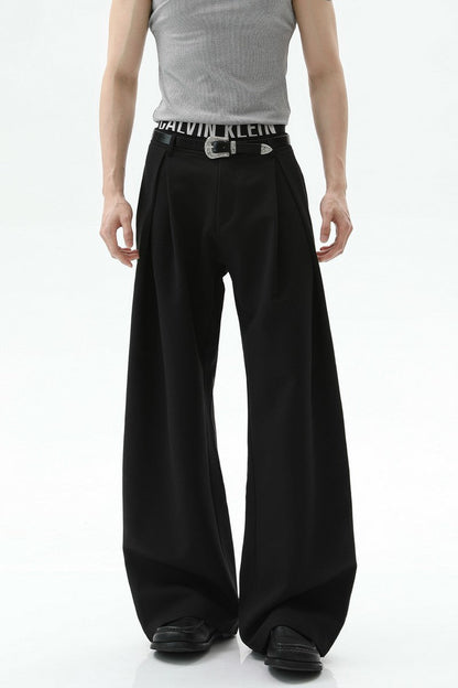 A-Line Pleated Wide Leg Trousers
