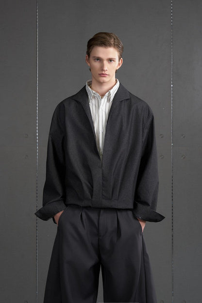 Striped Denim Layered Cropped Jacket