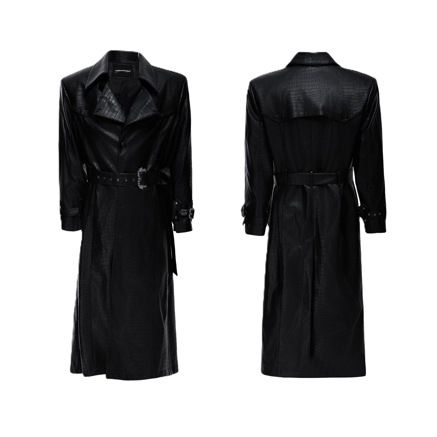 Deconstructed Croc Print Leather Trench