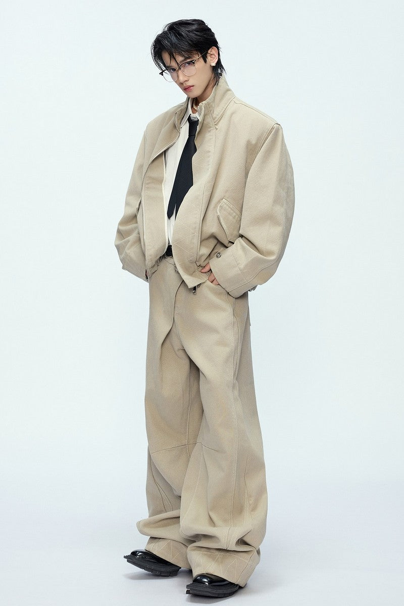 Washed Layered Loose Jeans