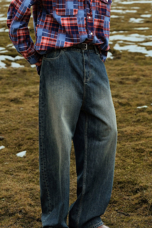 Washed 13oz Vintage Wide-Leg Jeans