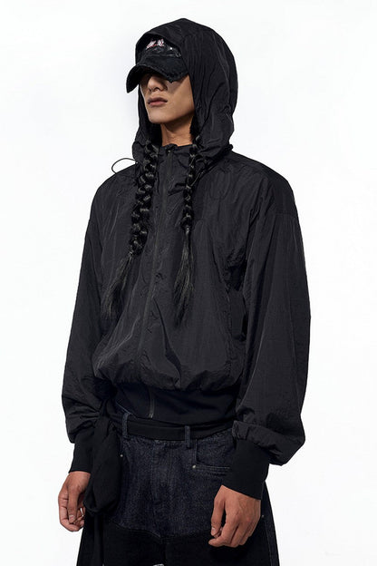 Back Patch Hooded Windbreaker