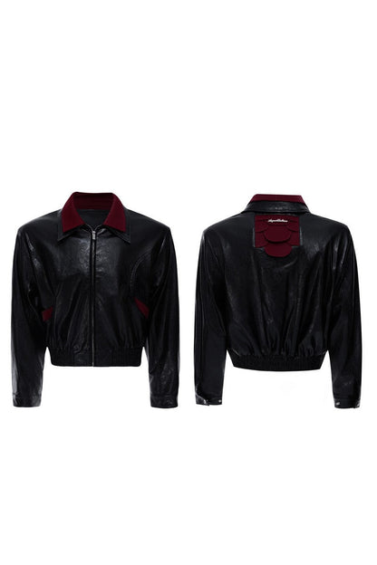 Glossy Snake Print Leather Jacket