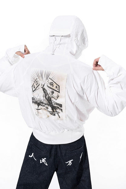 Back Patch Hooded Windbreaker