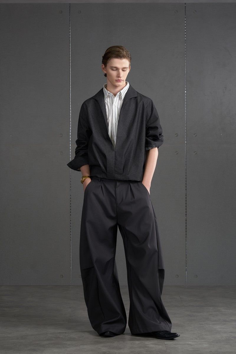 Striped Denim Layered Cropped Jacket