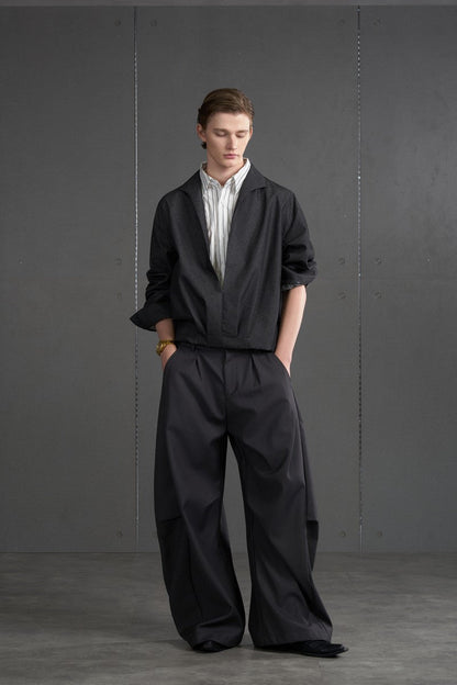 Striped Denim Layered Cropped Jacket