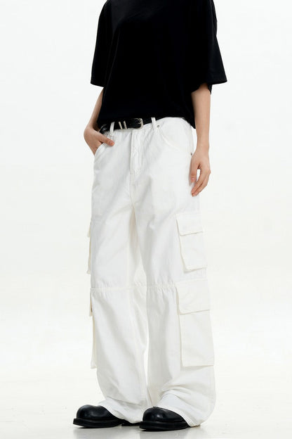 White Pocket Cargo Pants