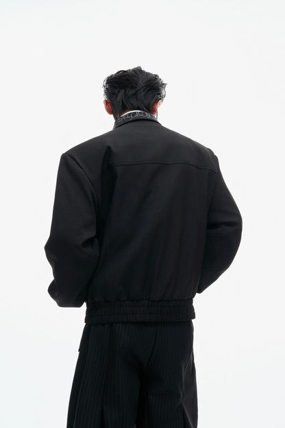 Embroidered Layered Cropped Jacket