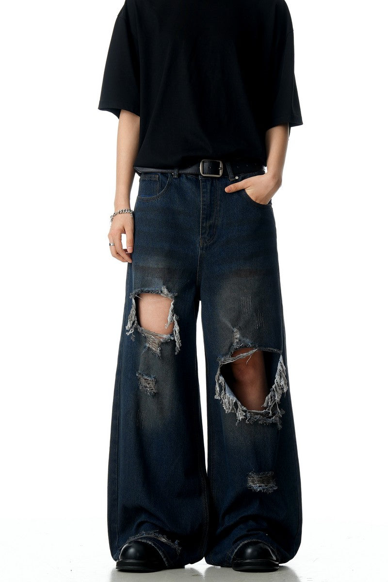 Blue Ripped Washed Jeans