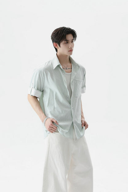 Washed Cotton Striped Shirt