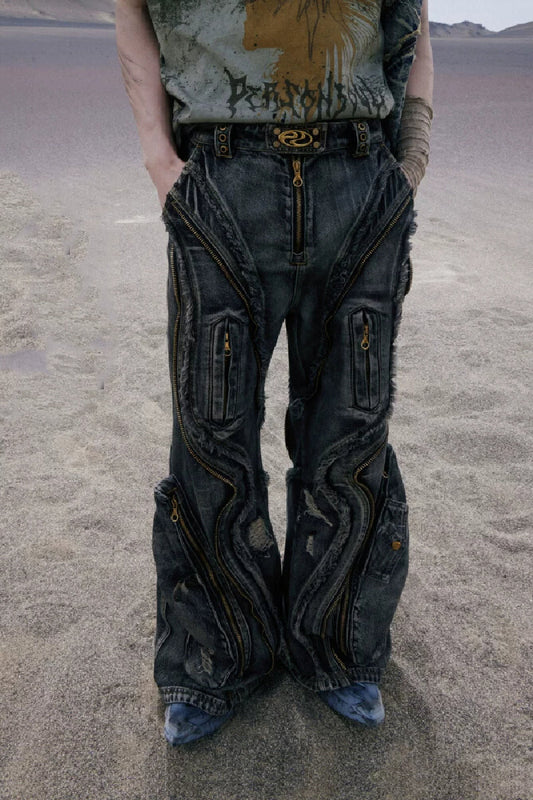 Alien Dirty Zipper Jeans