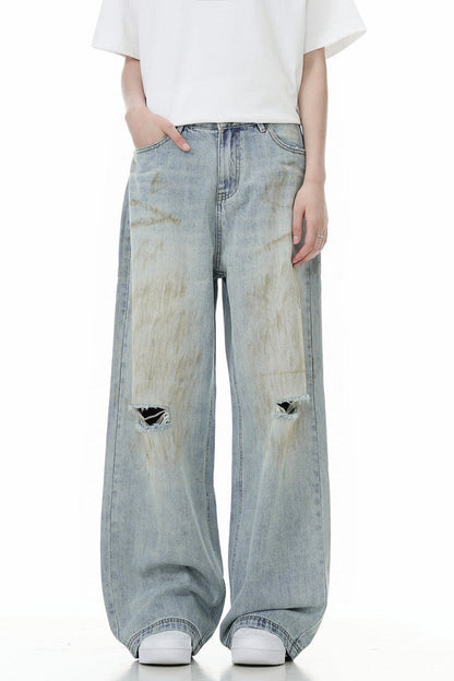 Distressed Cleanfit Straight Jeans Unisex