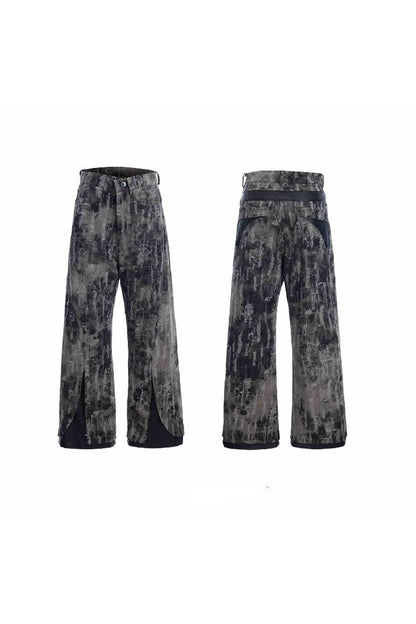 Painted Distressed Flare Denim