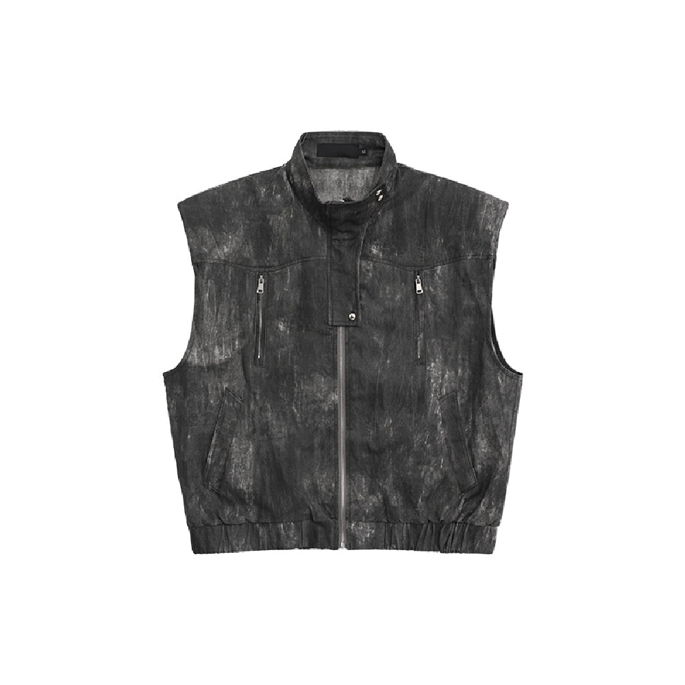 Tie-Dye Washed Zip Vest