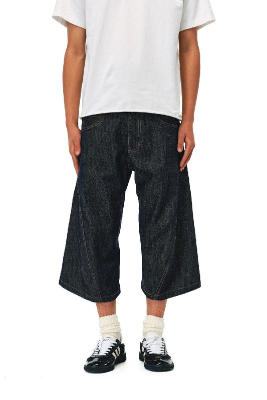 Studded Raw Denim Short Jeans