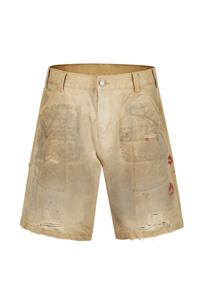 Distressed Washed Cargo Shorts