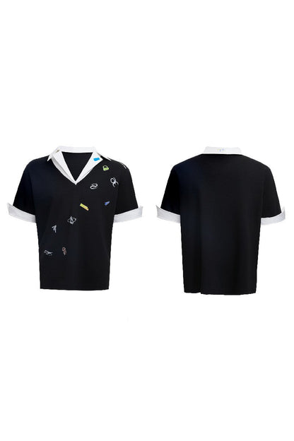 Sticker Print Layered Polo