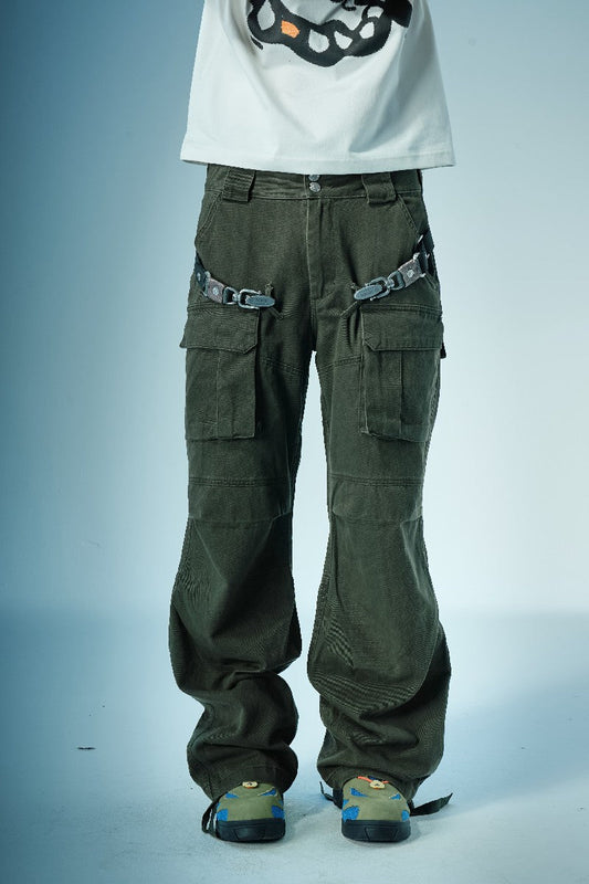 Washed Structured Cargo Pants