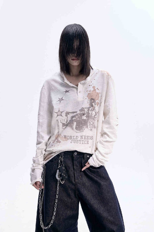 Vintage Spray Print Washed Tee