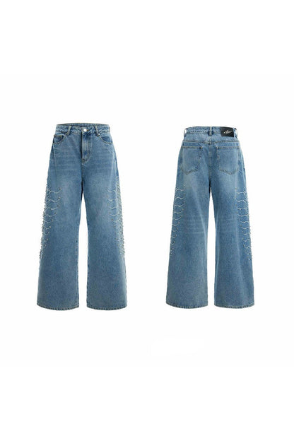 Washed Spine Studded Denim