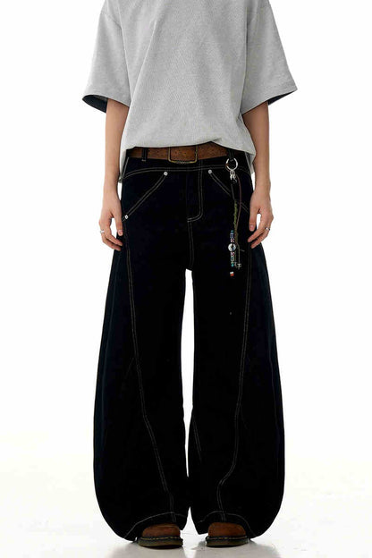 Black Deconstructed Blade Jeans