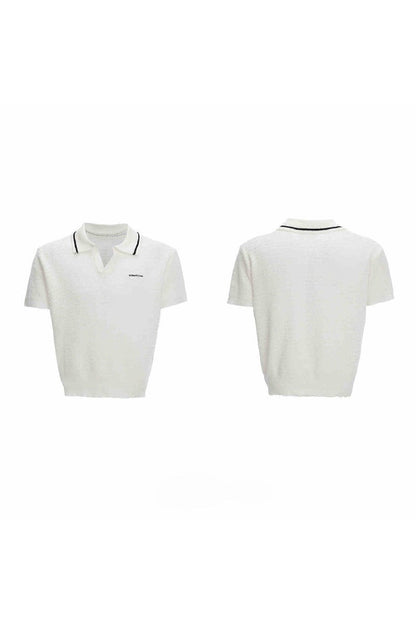 Striped Textured Knit Polo