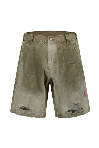 Distressed Washed Cargo Shorts
