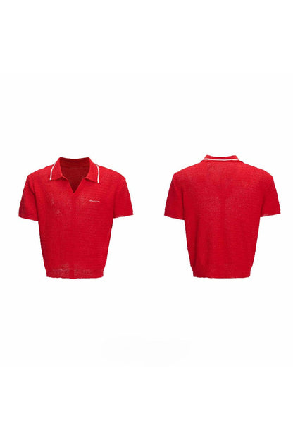 Striped Textured Knit Polo