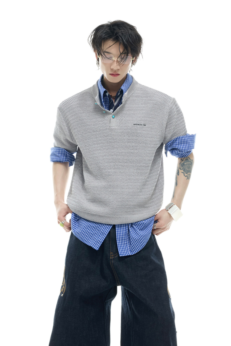 Textured Knit Mesh Tee