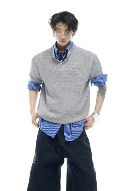 Textured Knit Mesh Tee