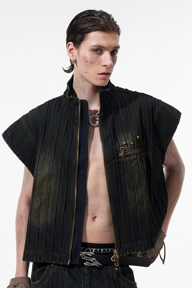 Washed Sleeveless Denim Vest