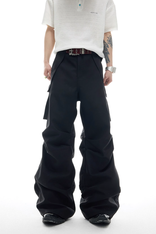 Wrinkled Pocket Cargo Pants