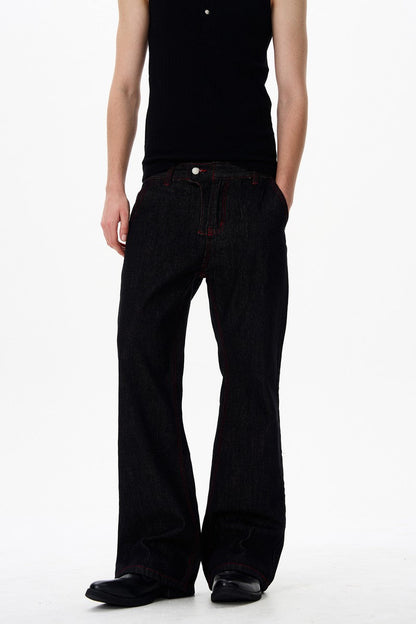 Red Contrast Flare Jeans