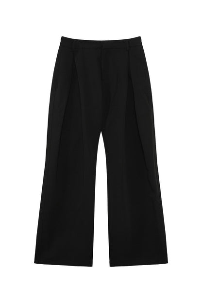 A-Line Pleated Wide Leg Trousers