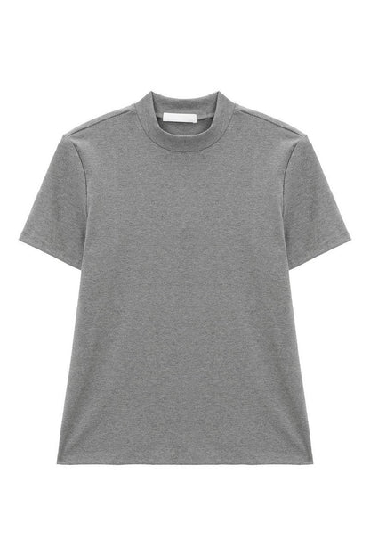 Mock Neck Fitted Short Sleeve Tee