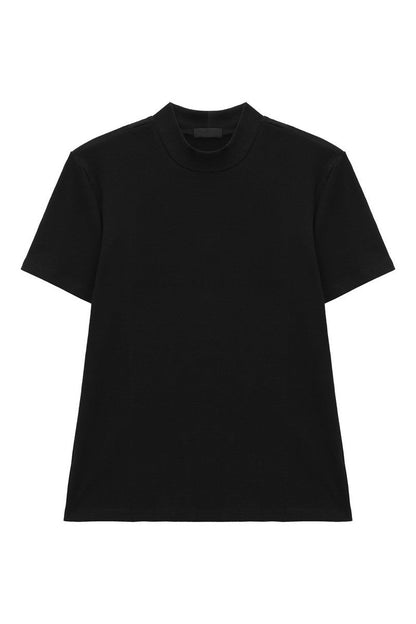 Mock Neck Fitted Short Sleeve Tee