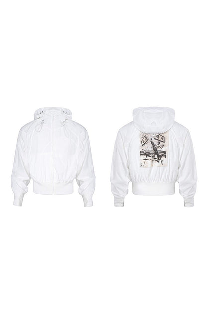 Back Patch Hooded Windbreaker