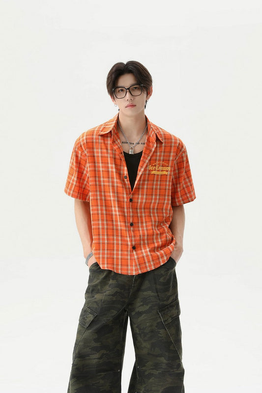 Retro Plaid Short Sleeve Shirt