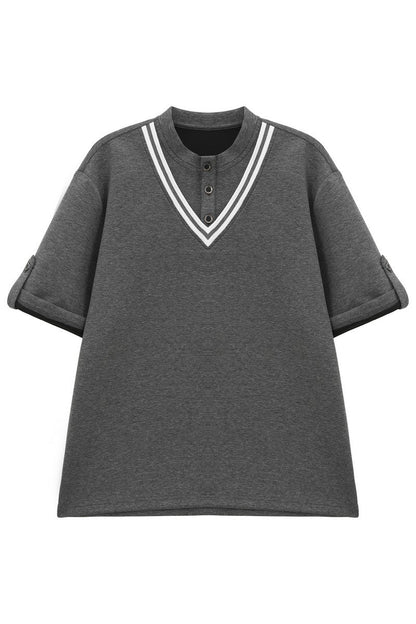 Striped Boxy Polo Tee