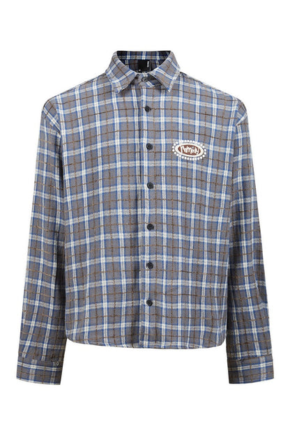 Embroidered Plaid Shirt Jacket