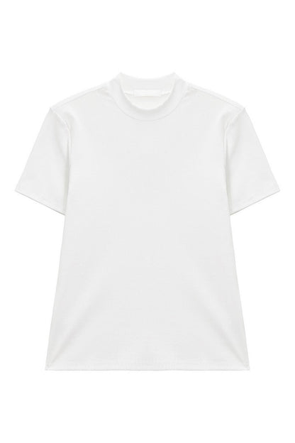 Mock Neck Fitted Short Sleeve Tee