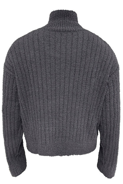 Textured Shawl Collar Sweater