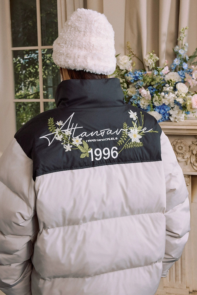 Handwritten Floral Embroidered Puffer Jacket