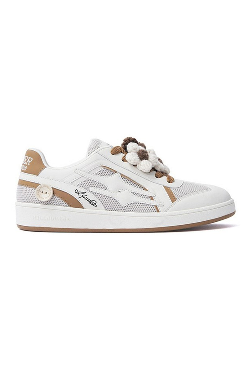 White Mocha Unisex Retro Low Top Trainers