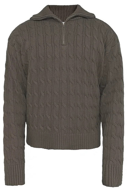 Half-Zip Cable Knit Sweater