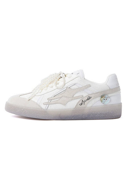 Pearl White Unisex Retro Low Top Trainers