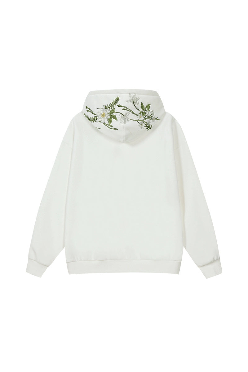 Green Floral Embroidered Hoodie