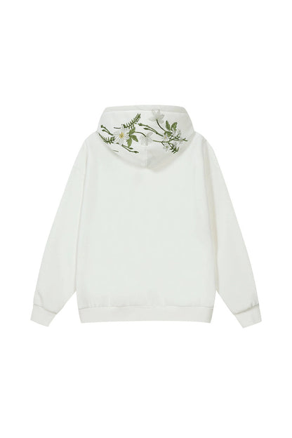 Green Floral Embroidered Hoodie